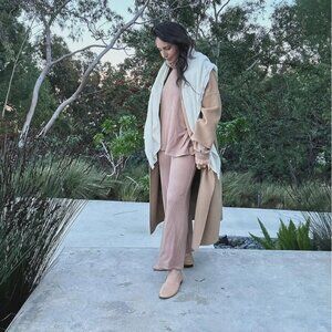 Rachel Pally Luxe Rib Sweatshirt & Neva Pant, Latte color, Size M
